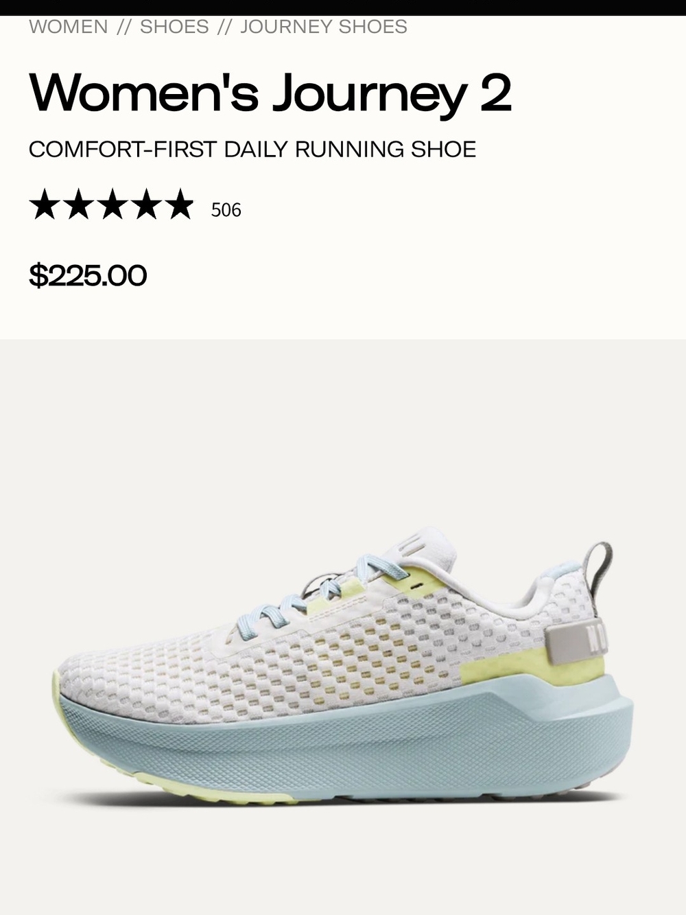 NOBULL Women's Journey 2 Running Shoe - White, Light Blue, Pale Yellow
